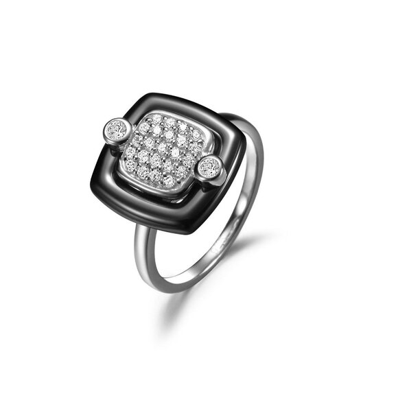 Elegant Sterling Silver and Ceramic Ring - Picture 2 of 4